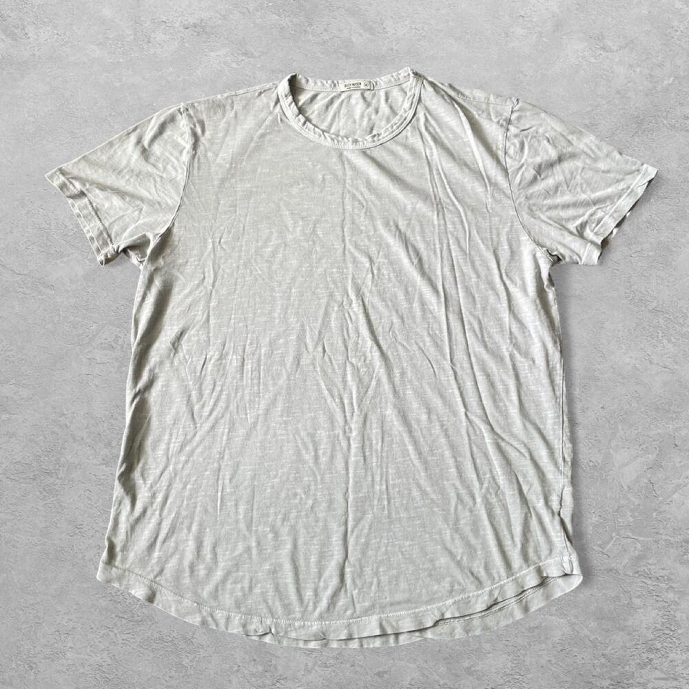 Buck Mason Slub Crewneck Tee M Gray Curved Hem Made USA Essential